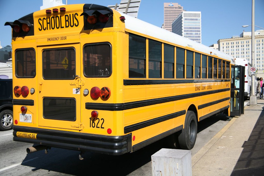 School bus on road — GPS tracking for student safety